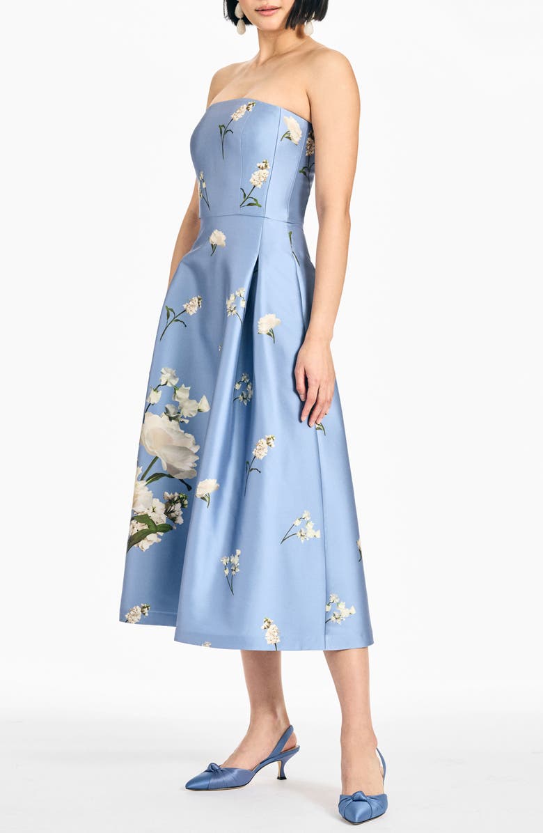 SACHIN BABI Shay Strapless Midi Dress, Alternate, color, Twilight Roses