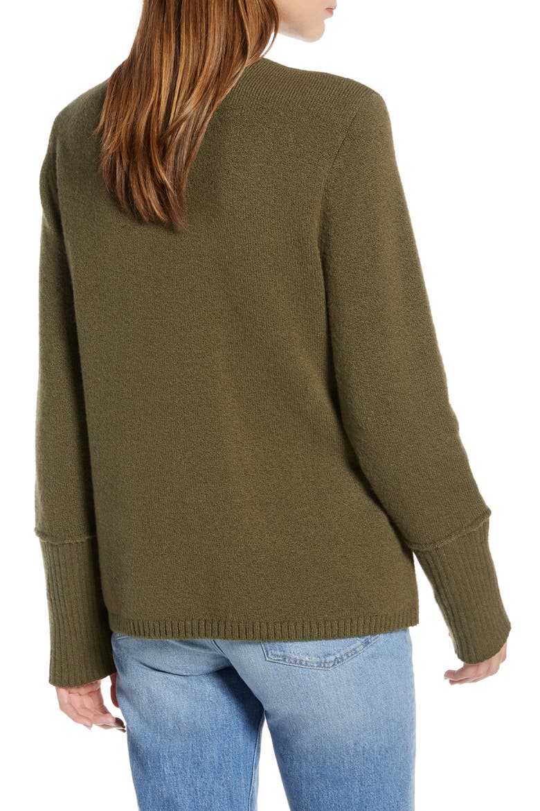 V-Neck Sweater (Nordstrom Exclusive), Alternate, color, OLIVE SARMA
