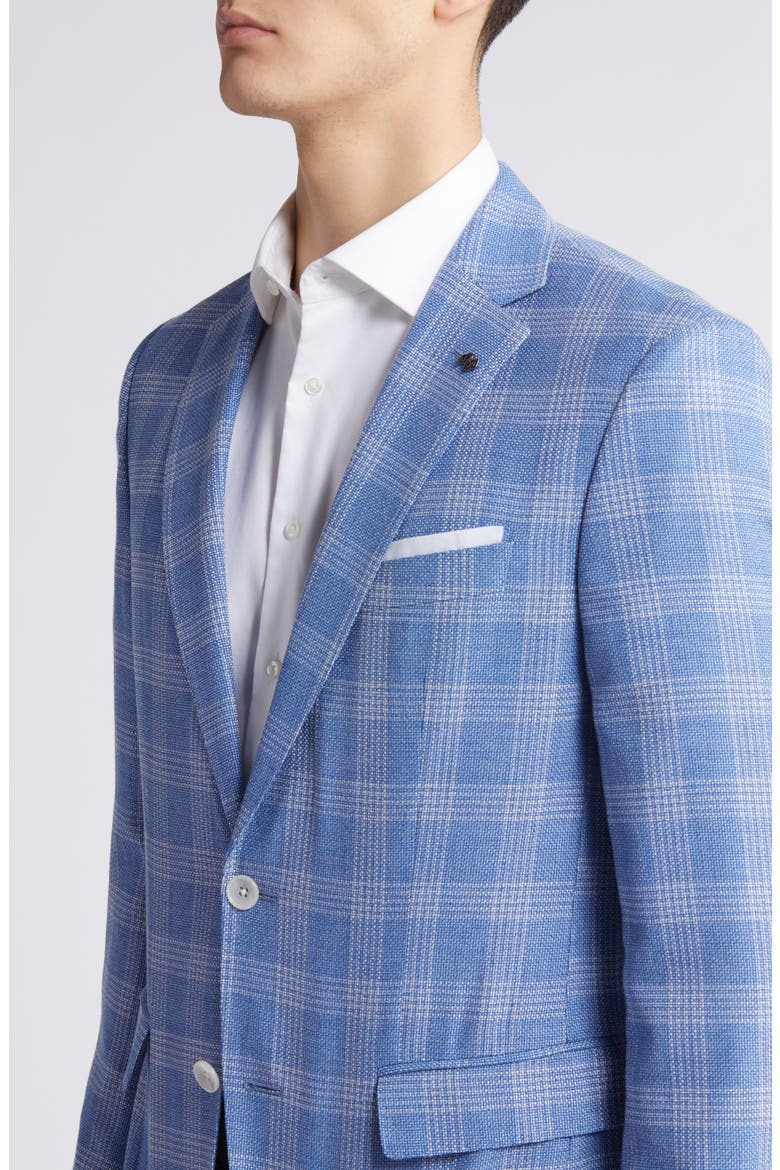 Hutson Check Wool & Cotton Blend Sport Coat, Alternate, color, MED BU