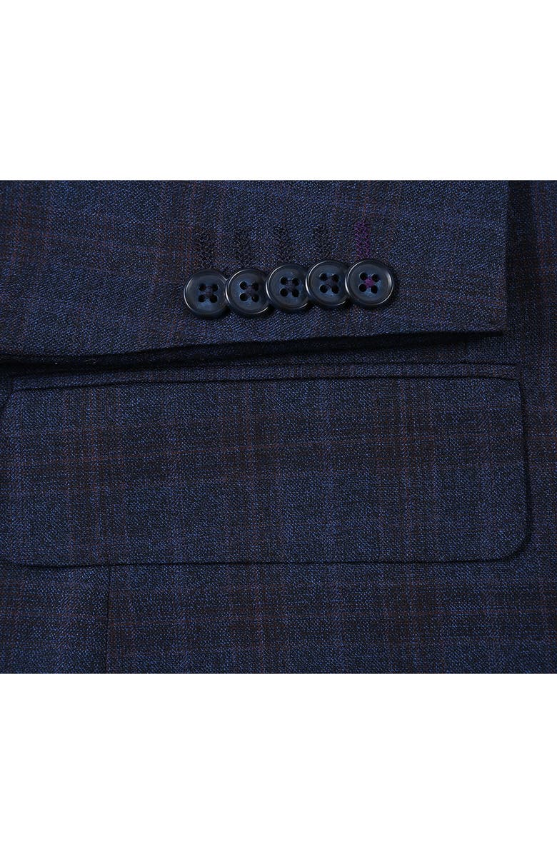 English Laundry Plaid Trim Fit Notch Lapel Wool Blend Two-Piece Suit, Alternate, color, Navy