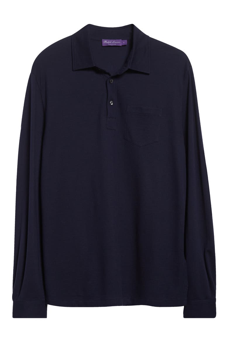 Long Sleeve Cotton & Cashmere Polo, Main, color, CLASSIC CHAIRMAN NAVY