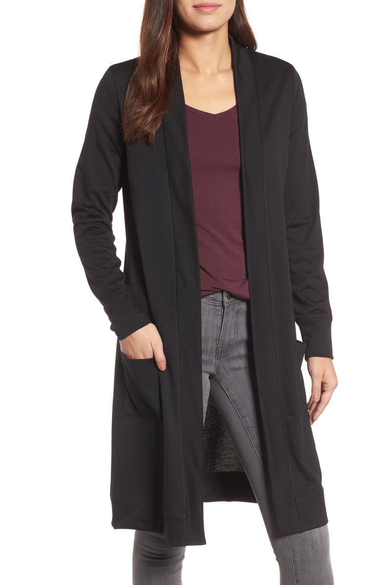 Caslon<sup>®</sup> Long French Terry Cardigan, Main, color, 