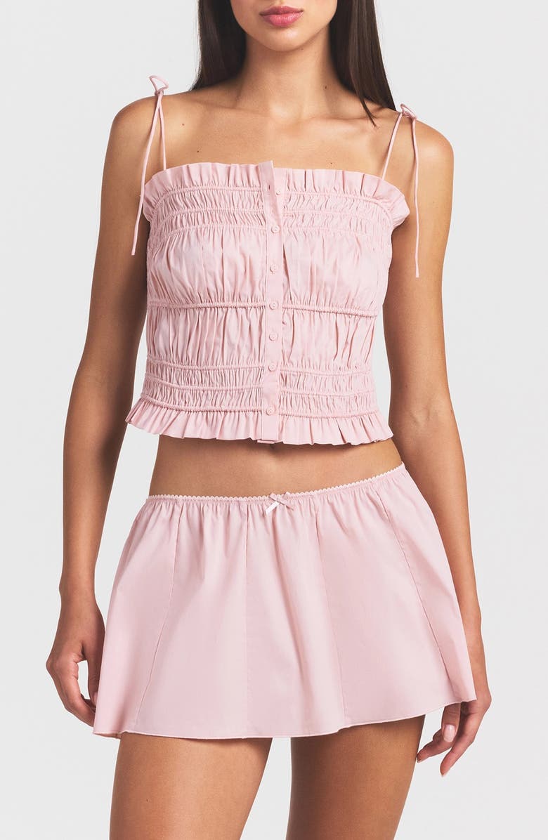SKIMS Poplin Apparel Ruffle Camisole, Main, color, Dusty Pink