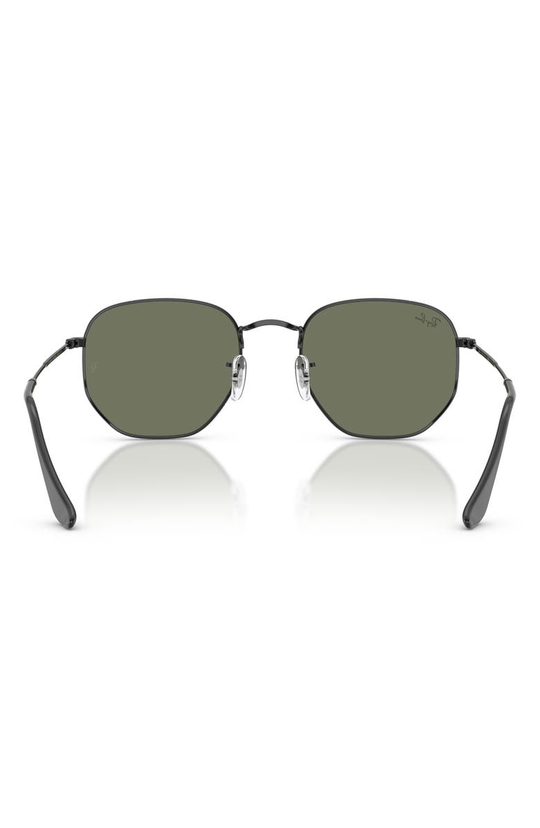 Ray-Ban 54mm Hexagonal Flat Lens Sunglasses, Alternate, color, Black / Grey Mirror Blu-Green