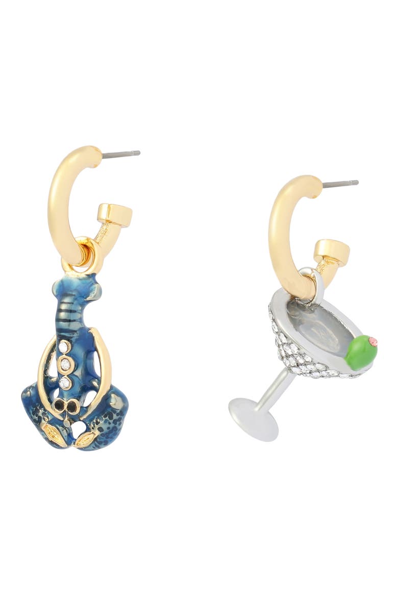 Pavé Lobster & Martini Mismatch Drop Earrings, Alternate, color, BLUE MULTI
