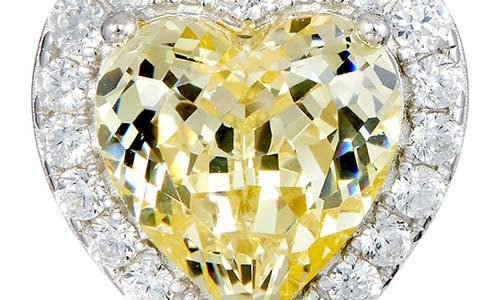 Savvy Cie Jewels Cubic Zirconia Heart Halo Stud Earrings In Yellow