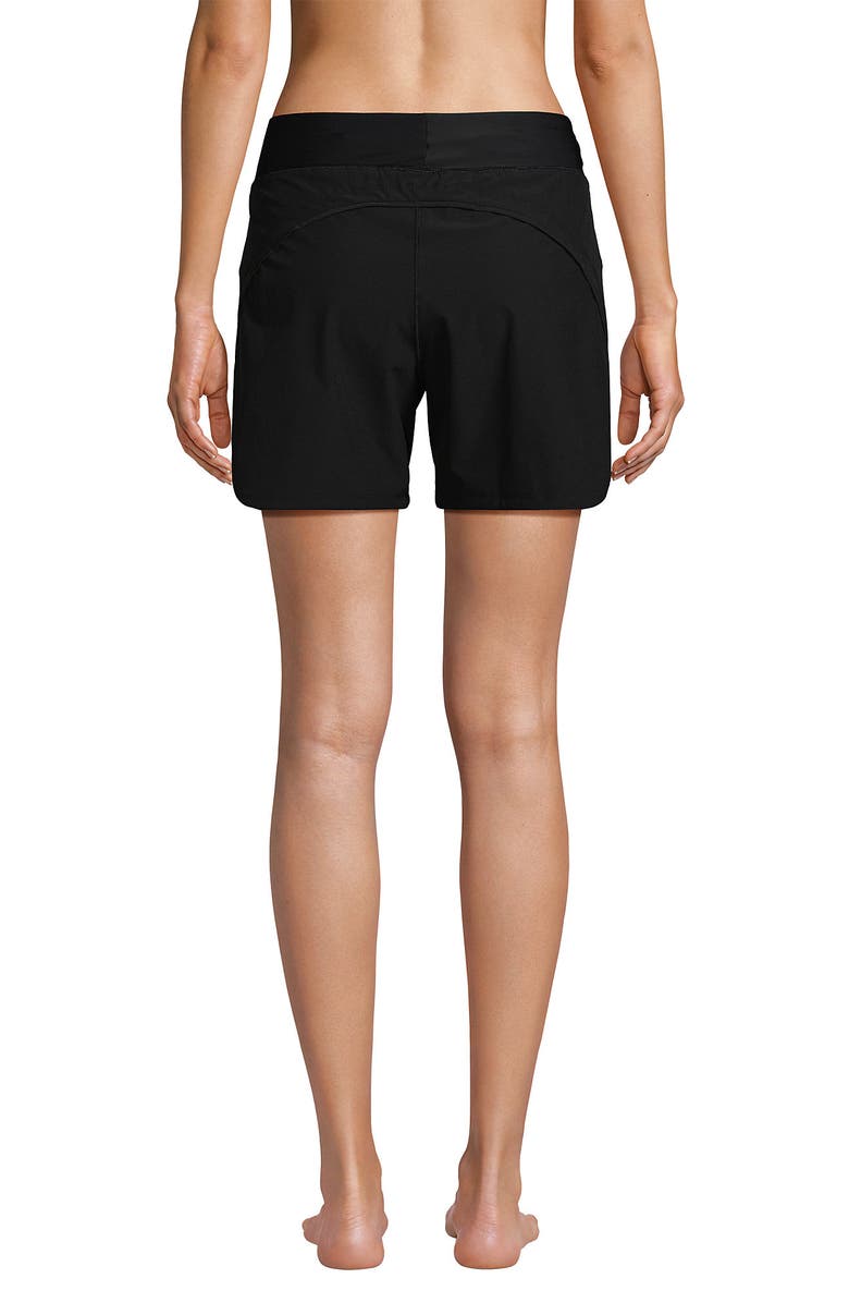 Lands' End 5" Quick Dry Elastic Waist Board Shorts Swim Cover-up Shorts with Panty, Alternate, color, Black