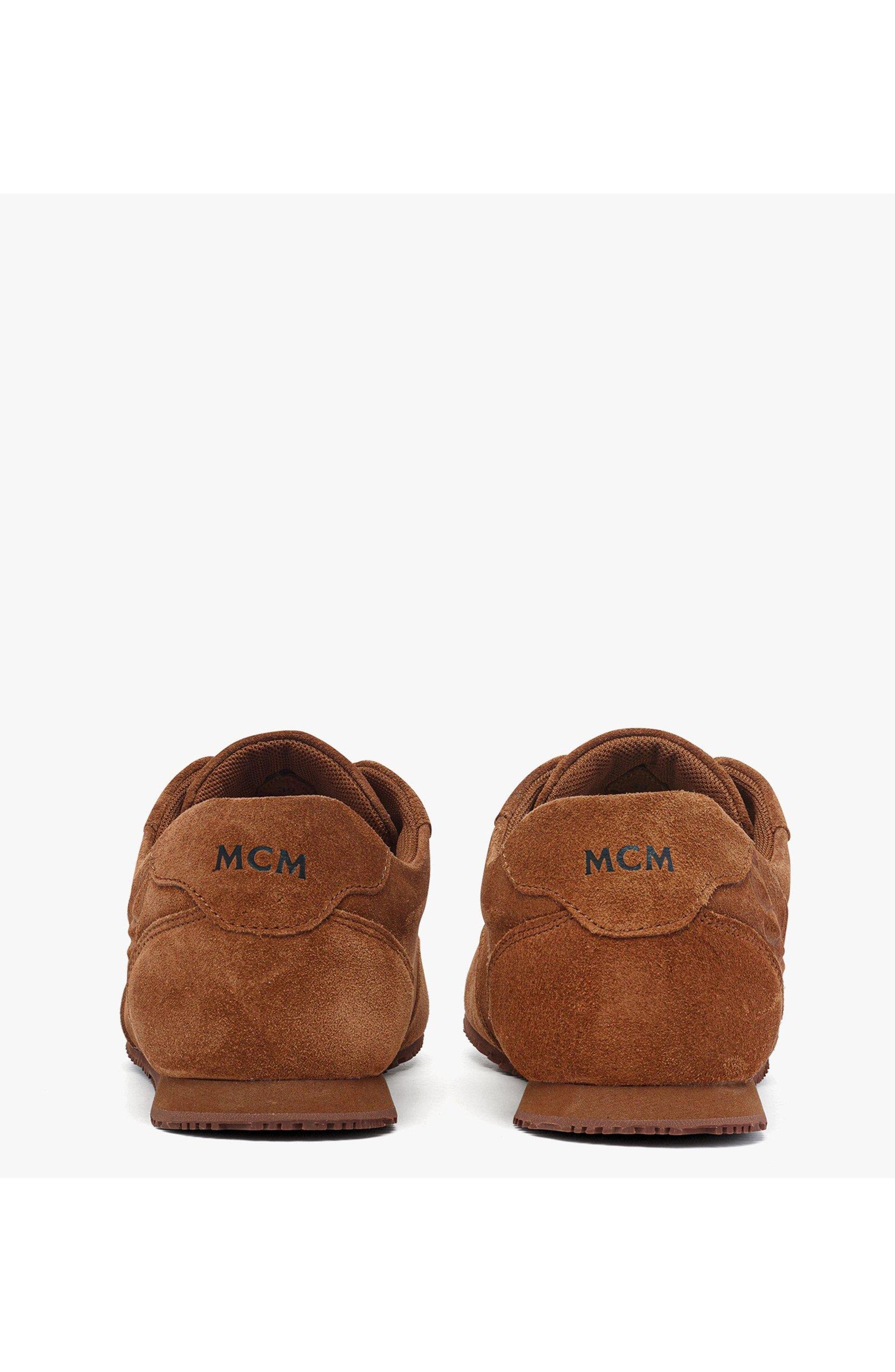 MCM Men's Federlite Lo Sneakers in Laurel Suede Leather, Alternate, color, Cognac