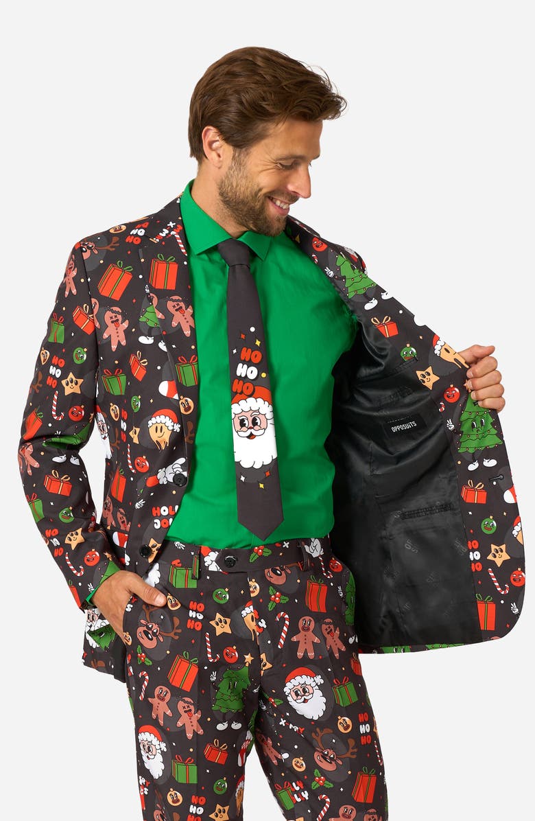 OppoSuits Merry Jinglejoy Slim Fit Two-Piece Suit 
Tie Set, Alternate, color, Black