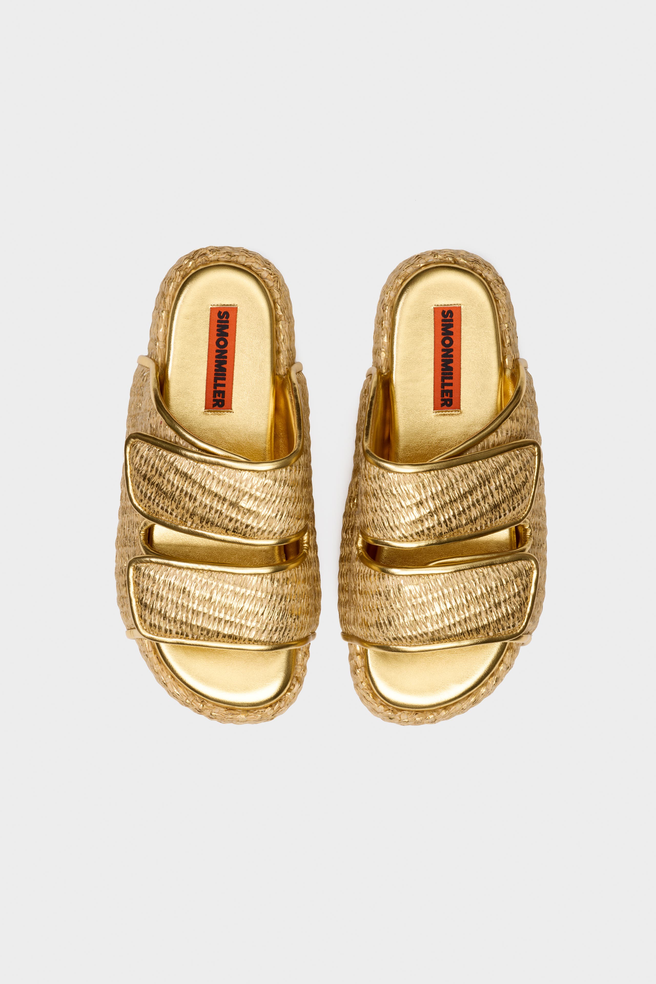 SIMONMILLER Metallic Raffia Cro Slide, Alternate, color, Gold/Natural