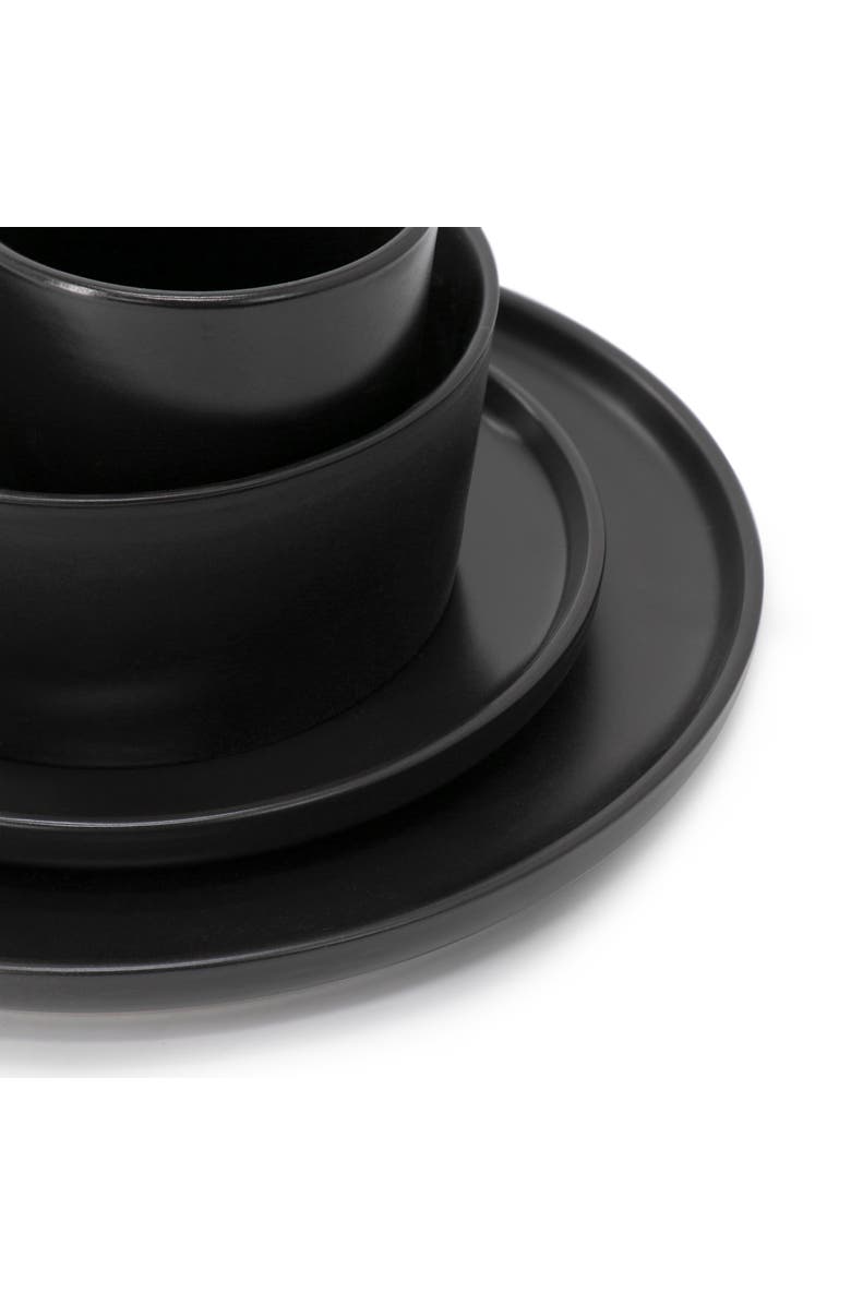 Elama Luxmatte Black 16 Piece Dinnerware Set, Alternate, color, Black