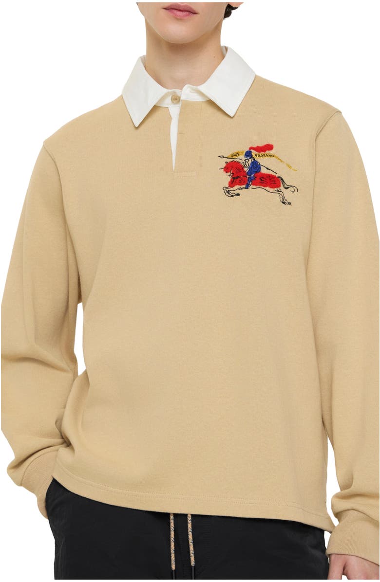 Burberry Knight Cotton Rugby Shirt, Main, color, Limestone Beige