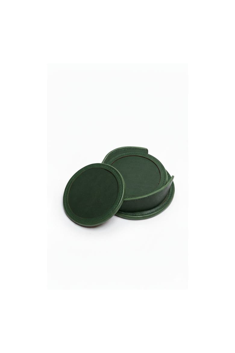 Frost Leather Coaster Set, Alternate, color, Green
