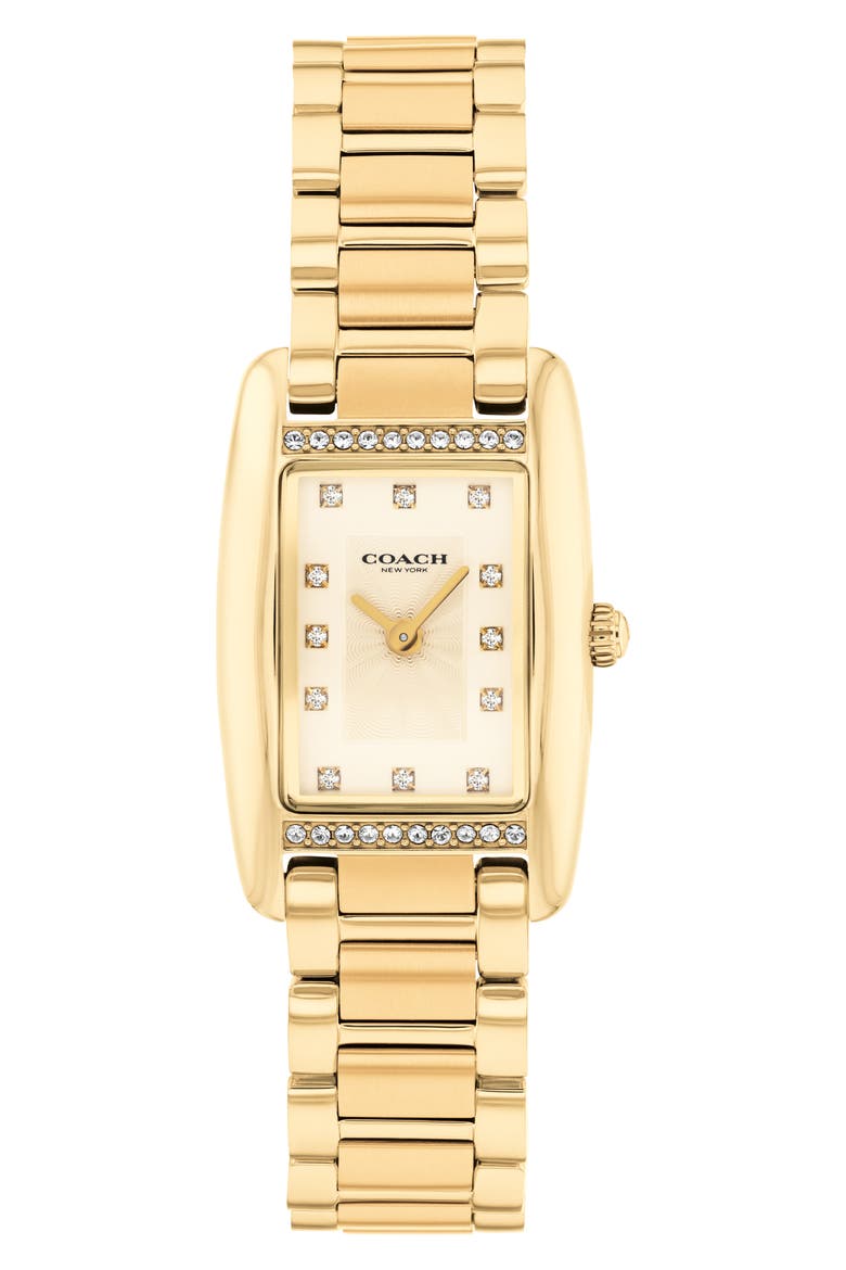 Reese Crystal Rectangular Bracelet Watch, 20mm, Main, color, GOLD