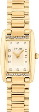 COACH Reese Crystal Rectangular Bracelet Watch, 20mm