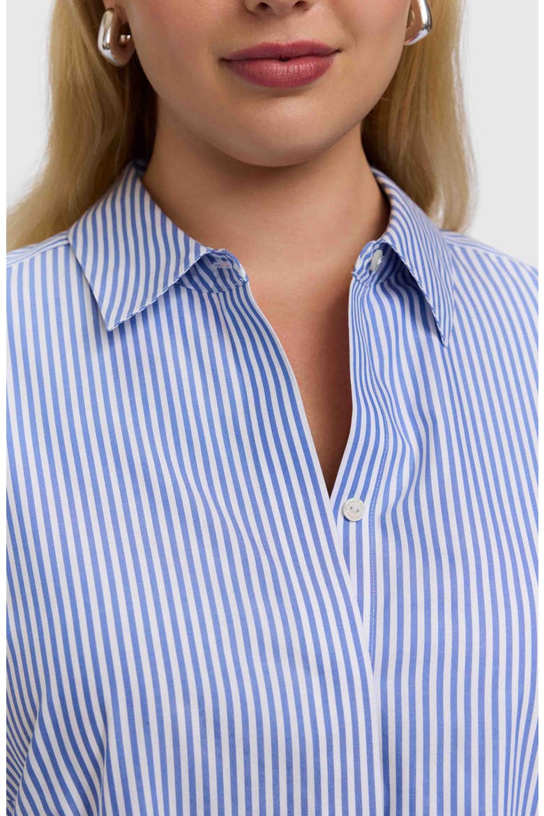 Cici Stripe Cotton Tunic Blouse, Alternate, color, POWDER BLUE/ WHITE