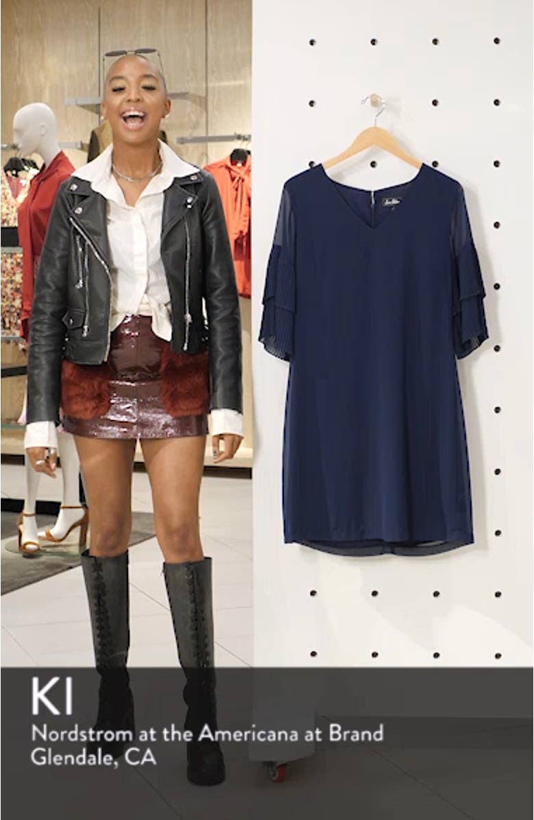 Pleat Sleeve Shift Dress, sales video thumbnail