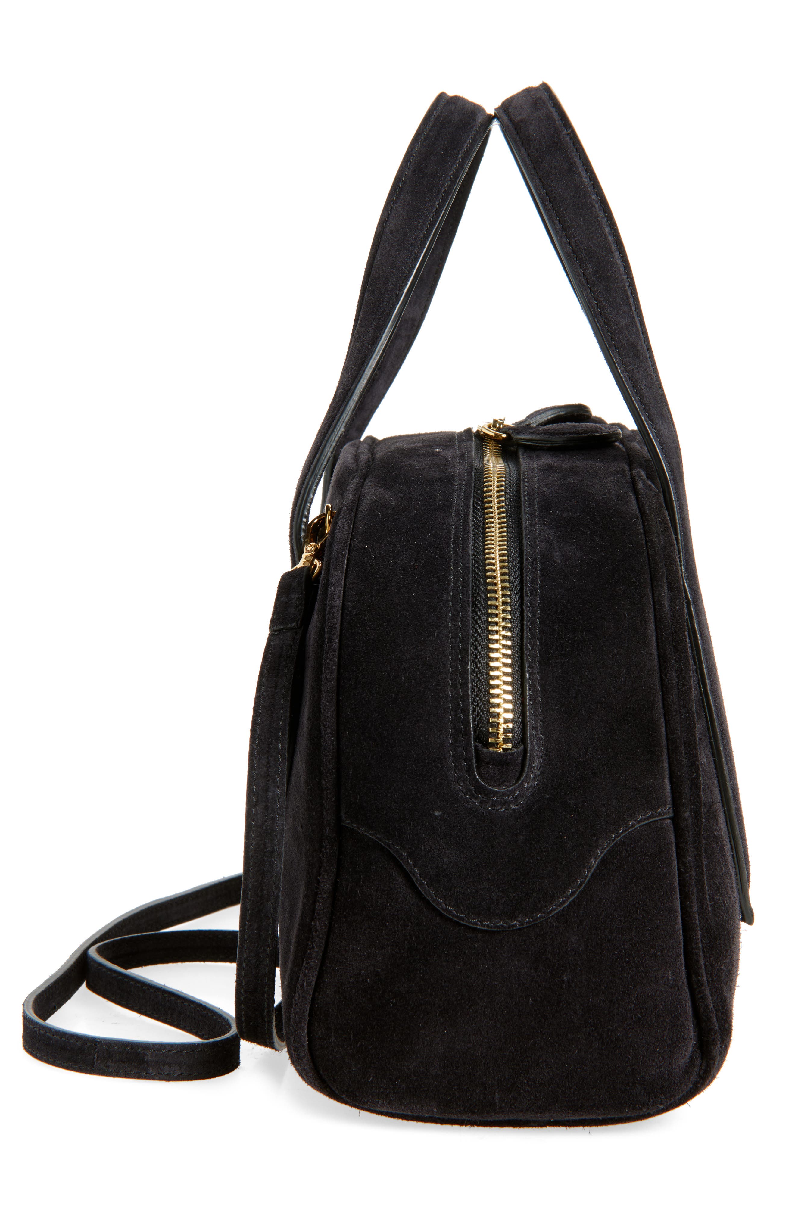 LIFFNER Mini Leather Bowling Crossbody Bag, Alternate, color, Black