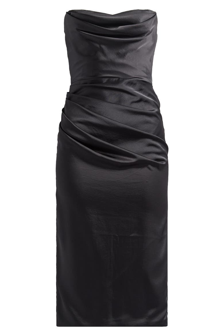 Santana Strapless Satin Cocktail Dress, Alternate, color, BLACK