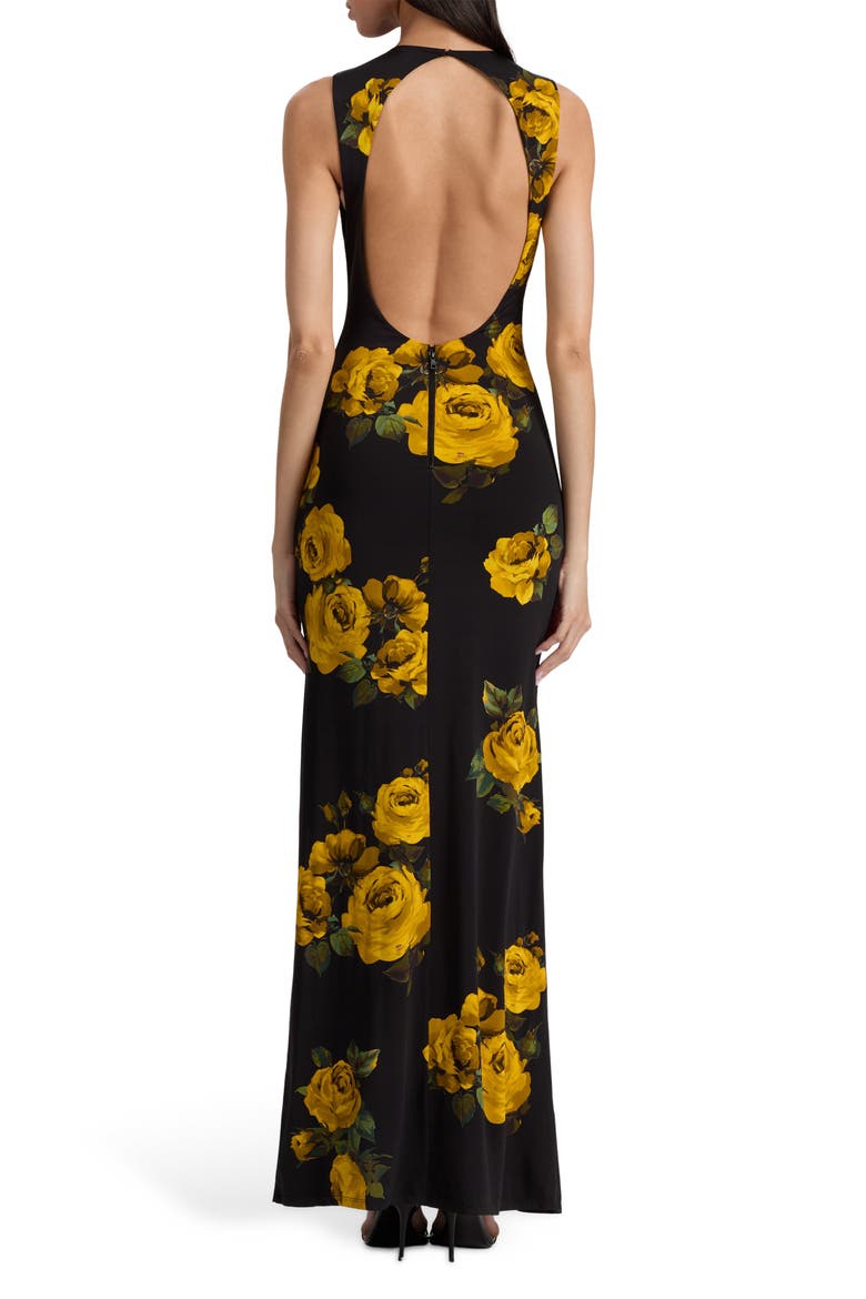 Delora Floral Open Back Body-Con Maxi Dress, Alternate, color, ROSEHIPS