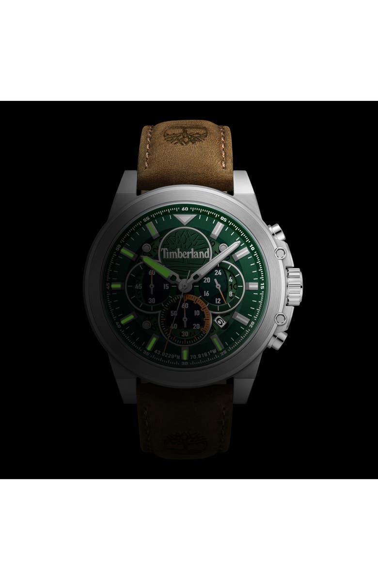 Timberland Fast Strike Multifunction Chronograph Leather Strap Watch, 46mm, Alternate, color, 