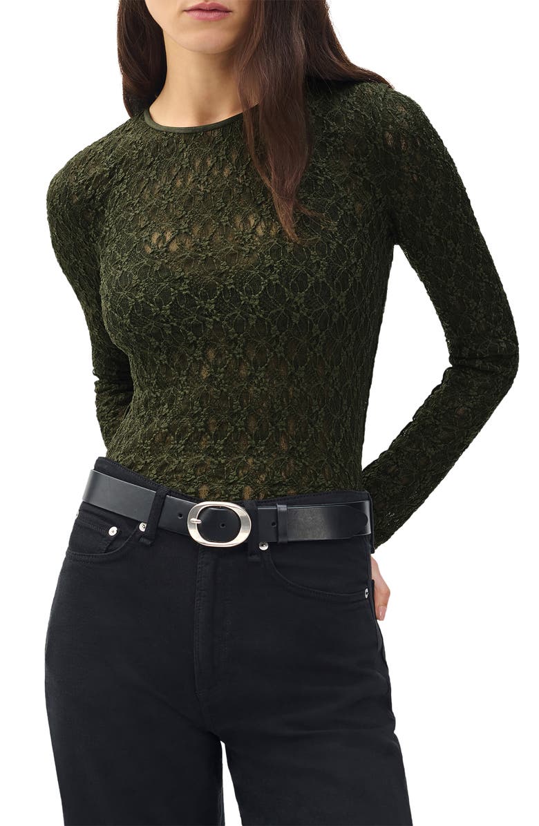 rag & bone Ellie Lace Top, Alternate, color, Army