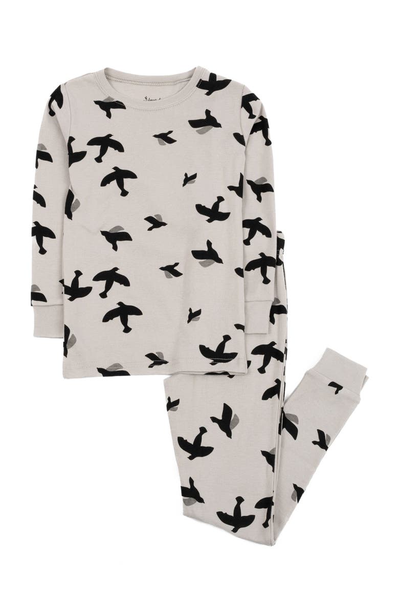 Leveret Two-Piece Cotton Printed Matching Family Pajamas, Animal Friends, Alternate, color, Bird Gray