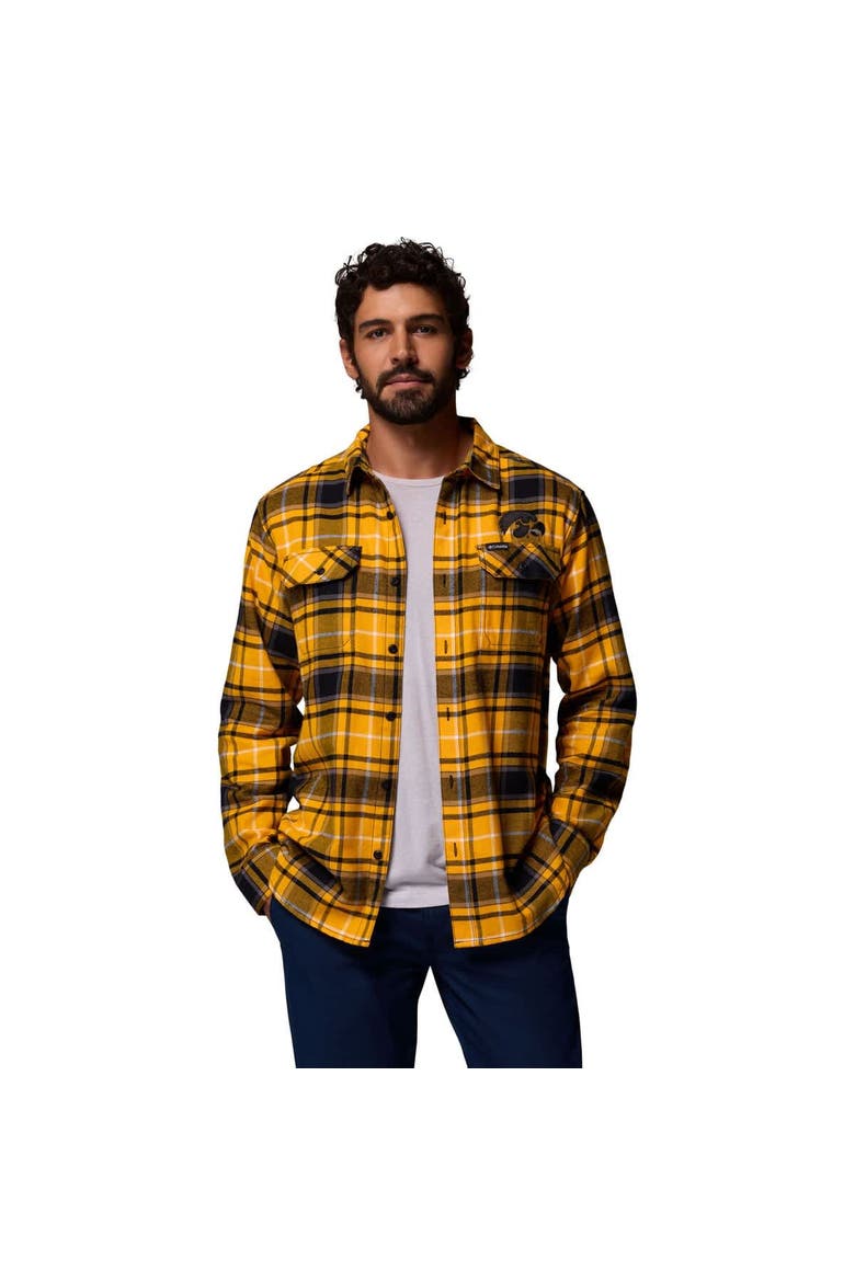 Men's Columbia  Gold Iowa Hawkeyes Flare Gun Omni-Wick Flannel Long Sleeve Button-Up Shirt, Alternate, color, Gold