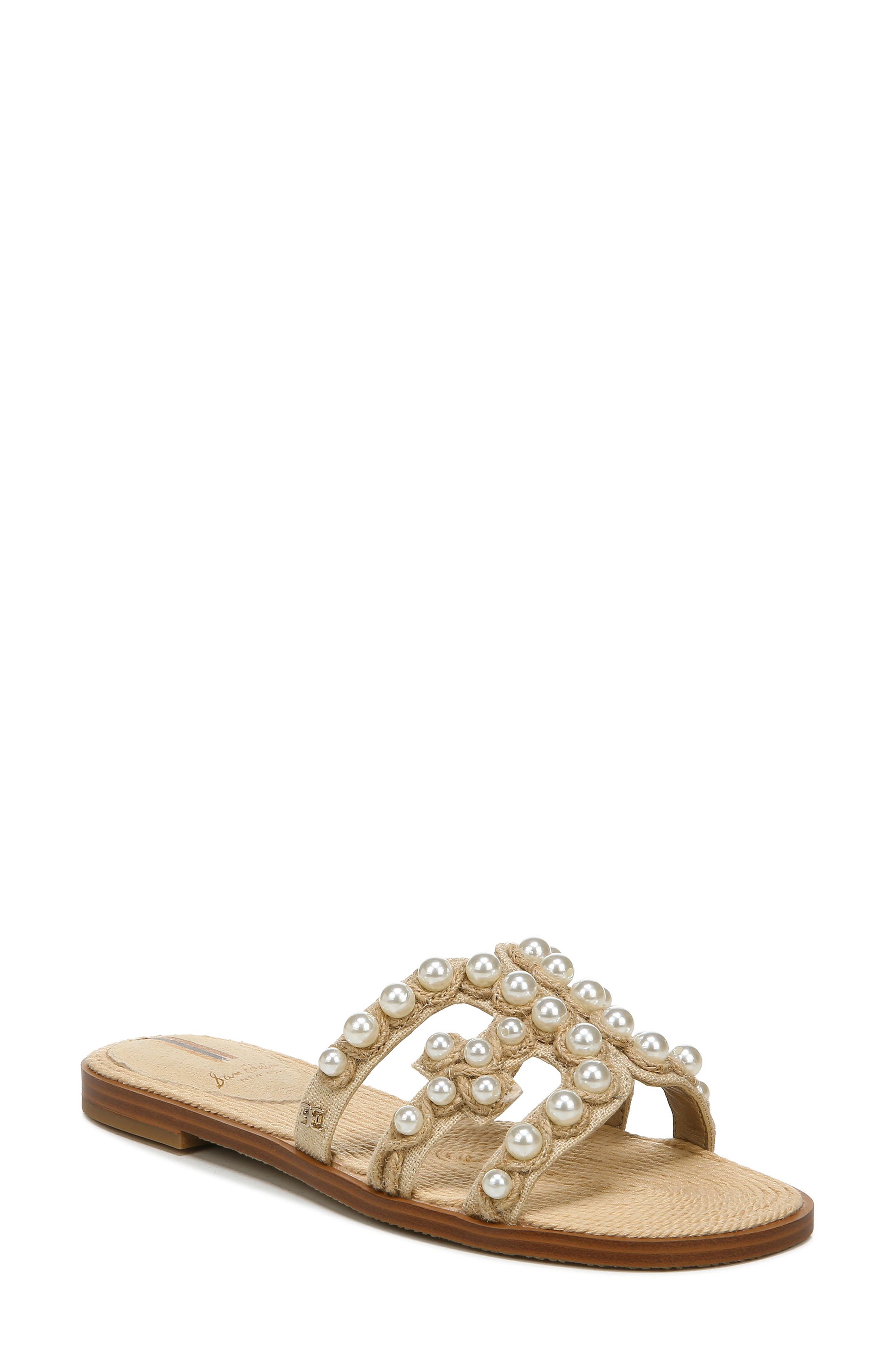 Sam Edelman Bay Imitation Pearl Cutout Slide Sandal, Main, color, 
