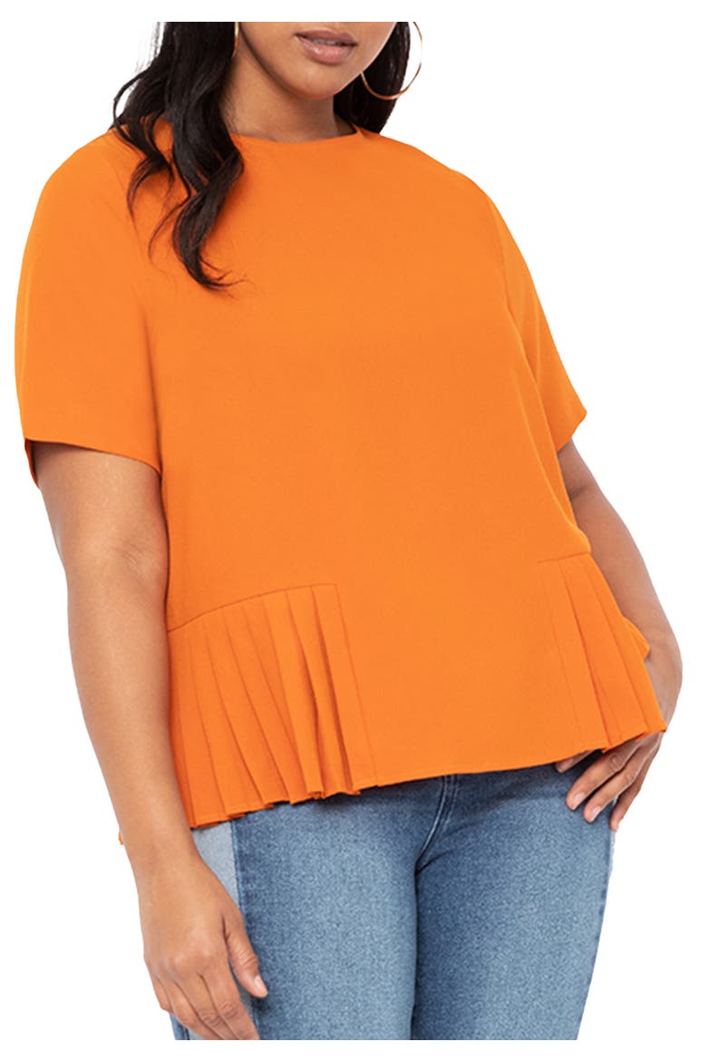 Pleated Hem Crepe Peplum Top, Main, color, AUTANTIUM