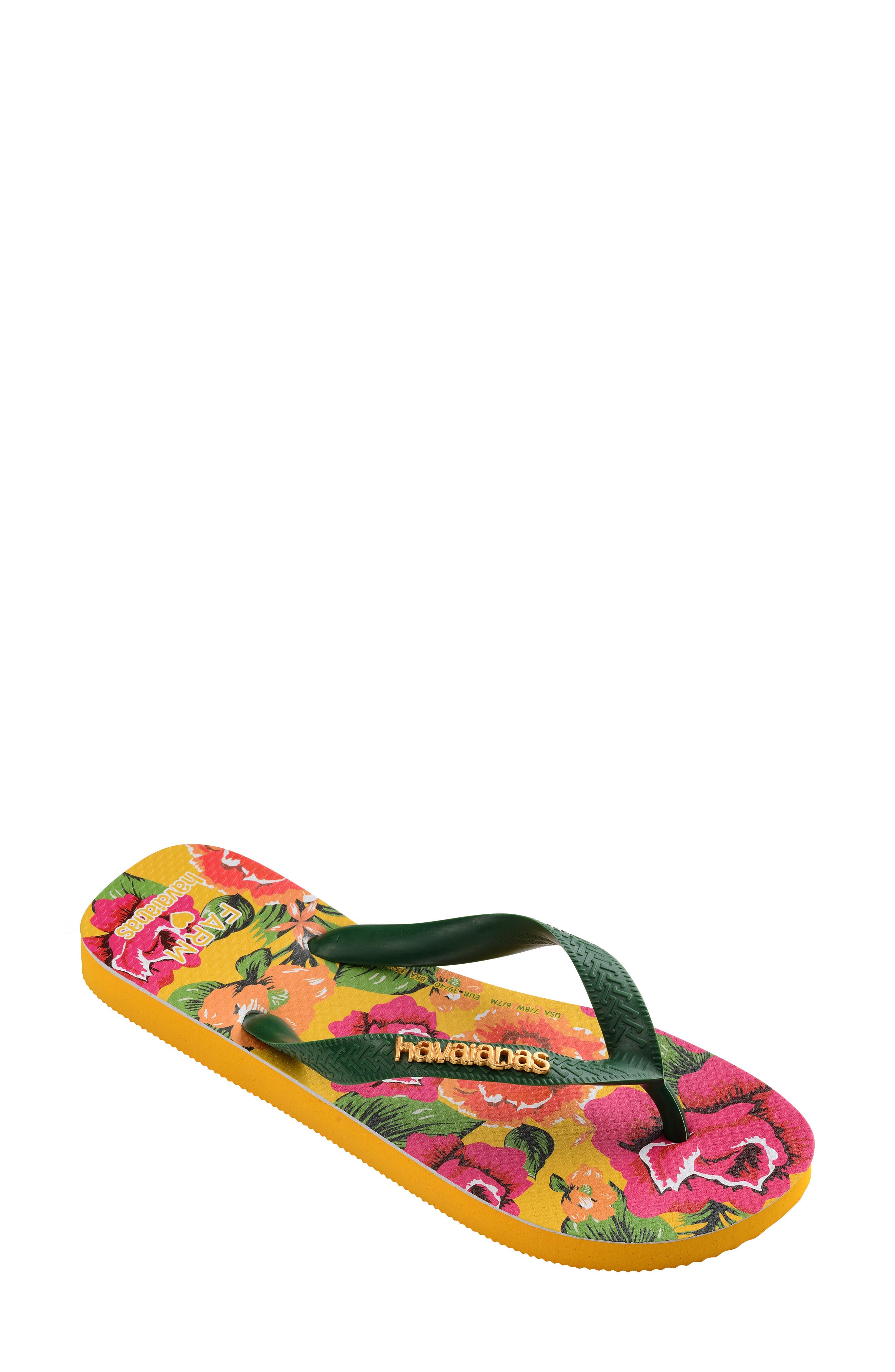 Havaianas x FARM Rio Flip Flop, Main, color, Yellow Pop