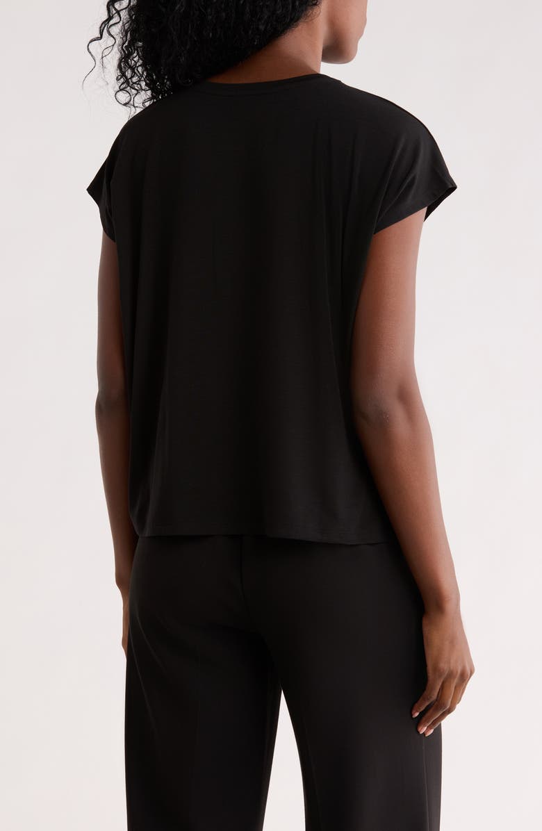 Eileen Fisher Boxy Cap Sleeve Jersey Top, Alternate, color, Black