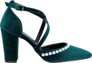 Forever & Always Shoes Sina Criss Cross Heels with Pearls