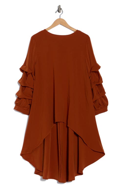 Patrizia Luca Tiered Sleeve High-low Tunic In Brown