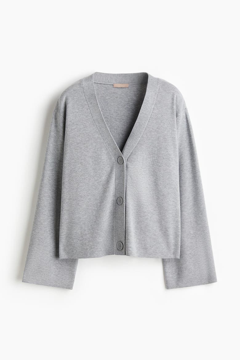 Fine-Knit Cardigan, Main, color, Gray melange