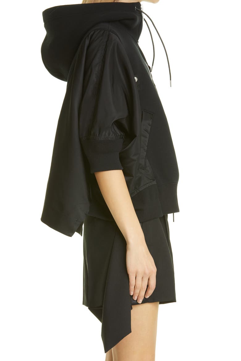 Sponge Mixed Media Full Zip Hoodie, Alternate, color, BLACK