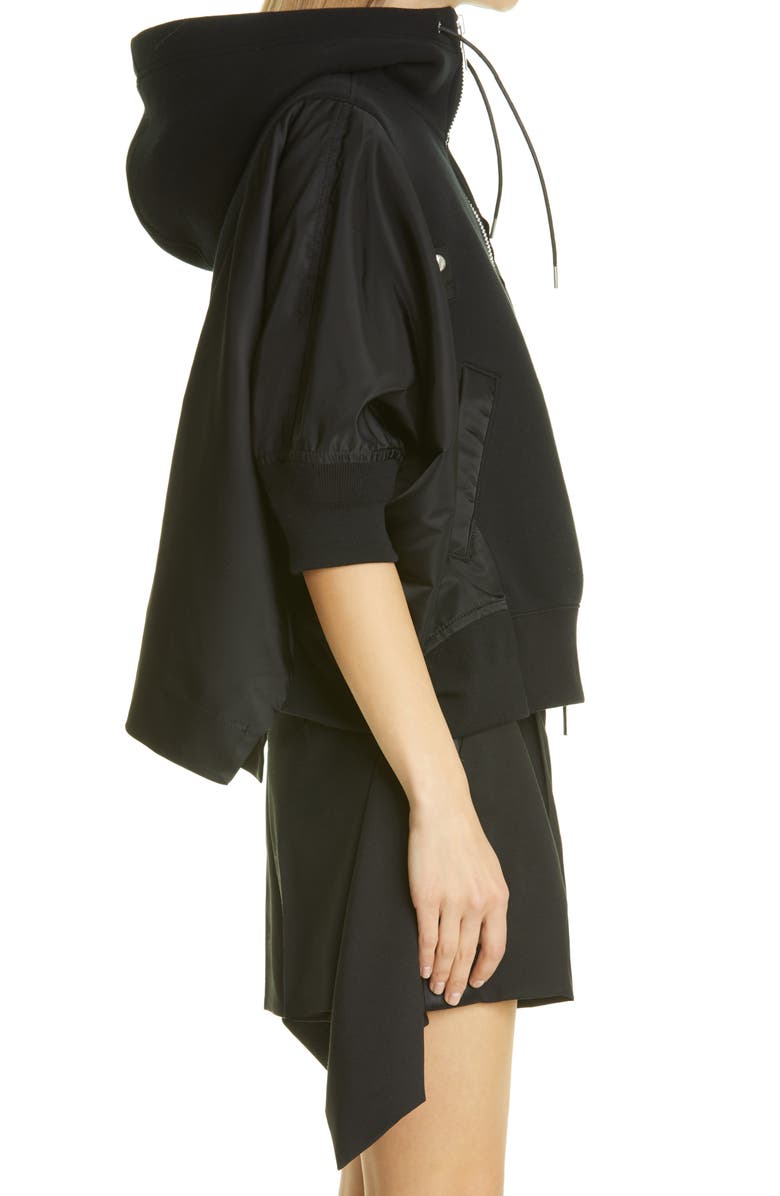 Sacai Sponge Mixed Media Full Zip Hoodie, Alternate, color, 