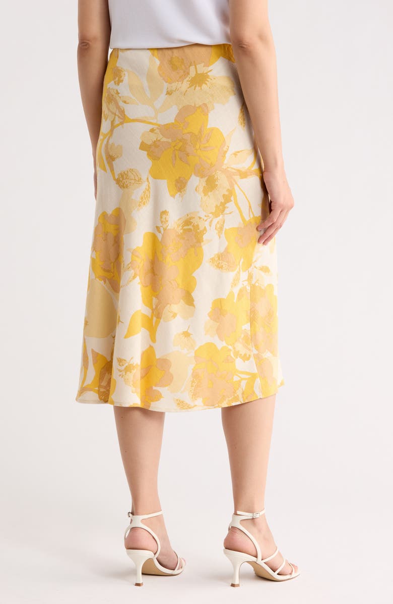 Renee C Floral Midi Skirt, Alternate, color, Yellow