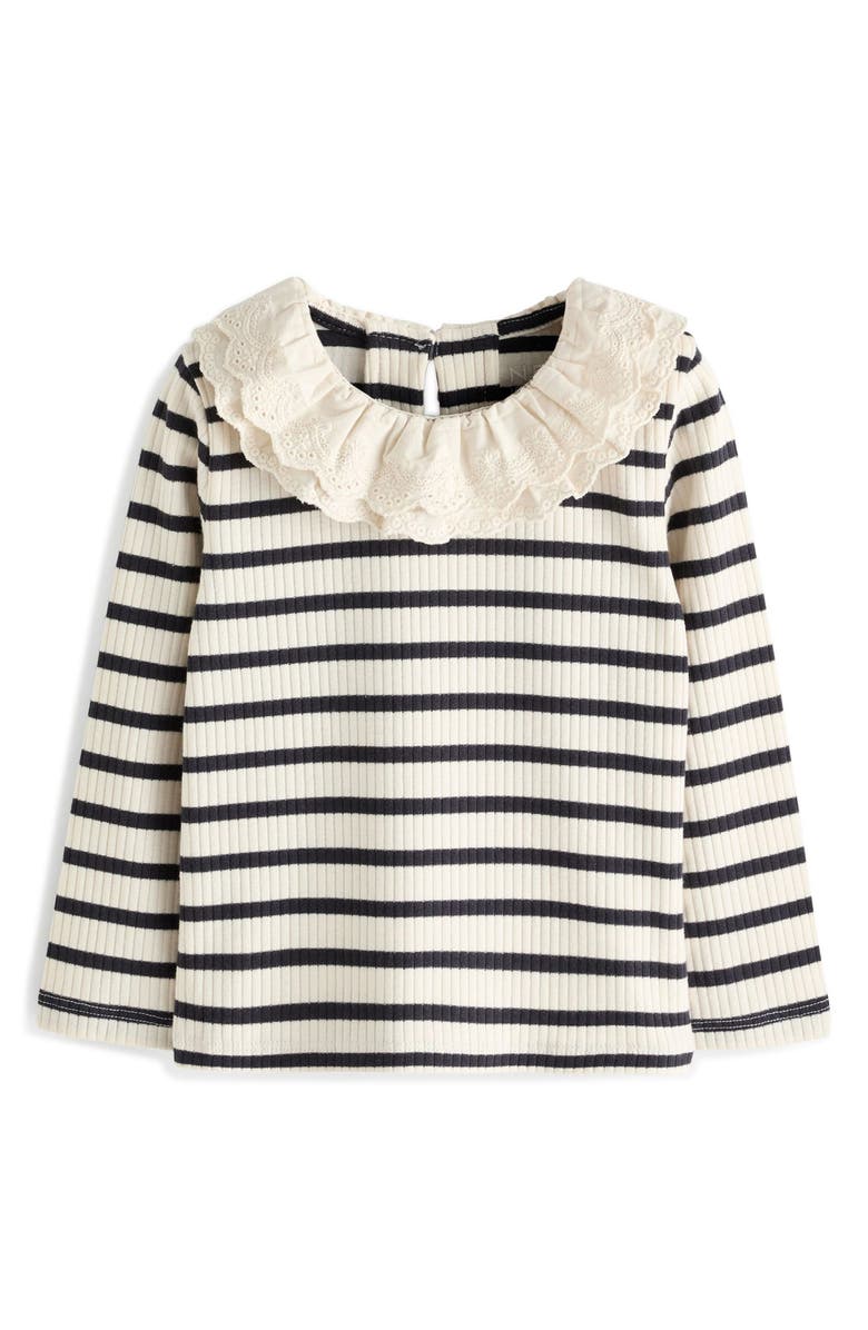 NEXT Kids' Stripe Eyelet Accent Cotton Knit Top, Main, color, 