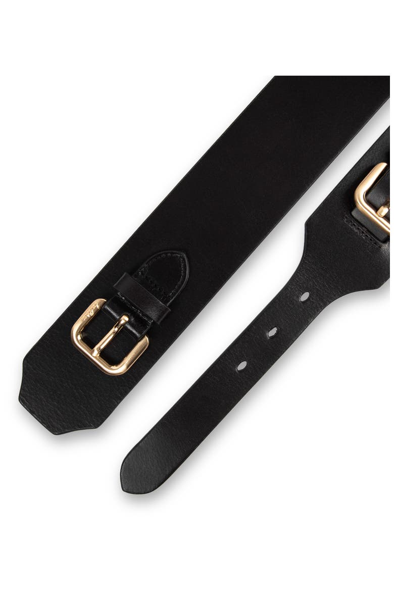 Double Buckle Leather Wide Belt, Alternate, color, BLACK