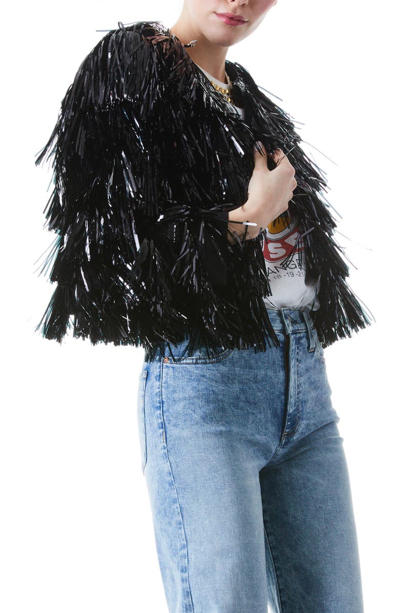 Alice + Olivia Fawn Fringe Tinsel Jacket, Alternate, color, 