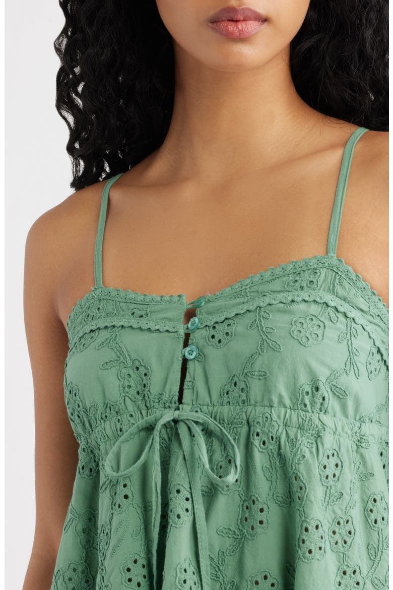 Amore Cotton Broderie Minidress, Alternate, color, GREEN