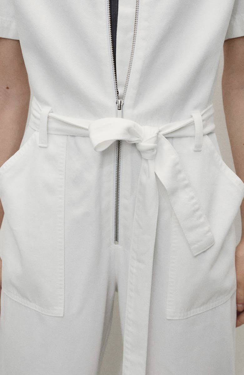 MANGO Belted Denim Jumpsuit, Alternate, color, 