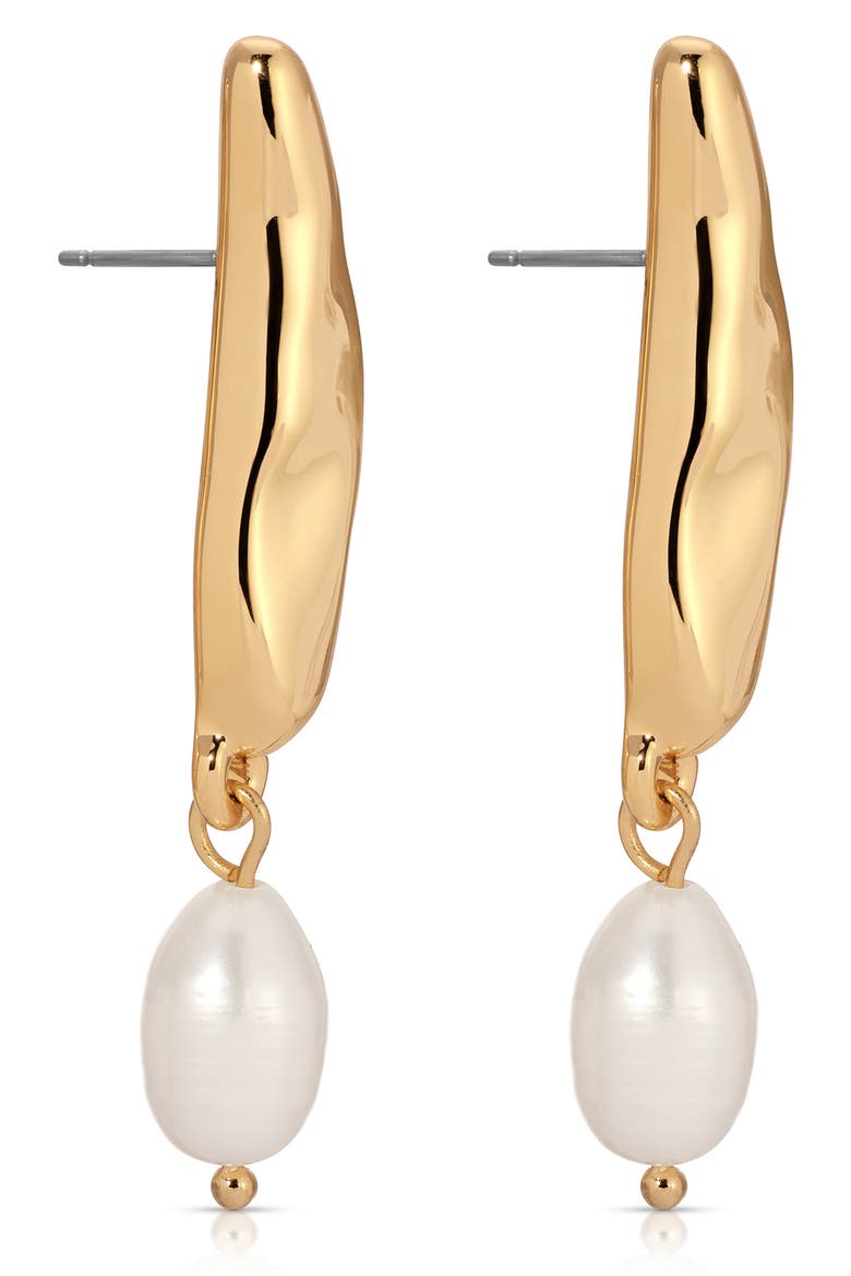 Liquid Elegance Pearl Drop Earrings, Alternate, color, GOLD
