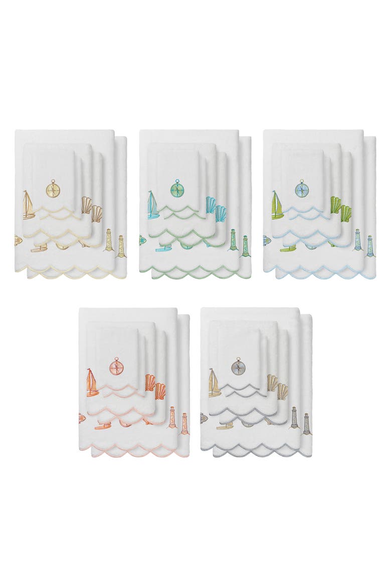 Sea Joy Scallop 6-Piece Embellished Towel Set, Alternate, color, WHITE/ BEIGE