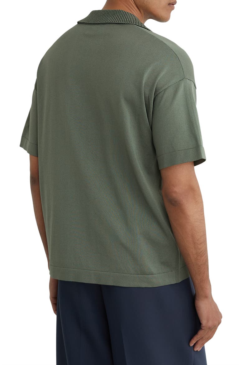 Warton Oversize Johnny Collar Pocket Polo, Alternate, color, STEEL GREEN