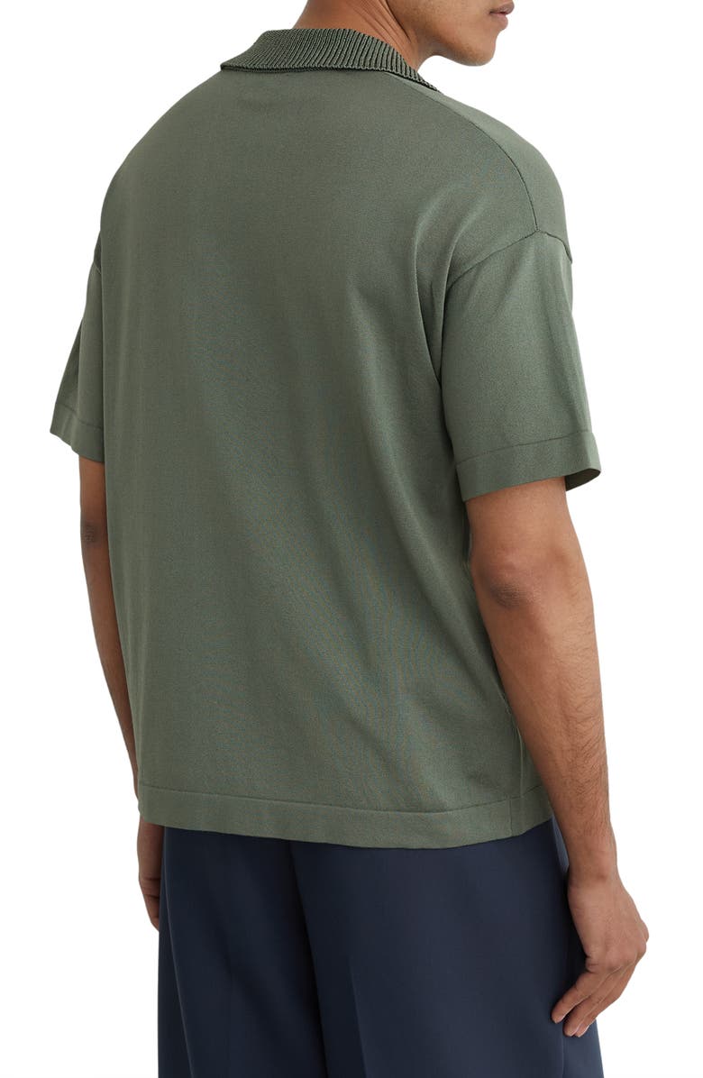 Reiss Warton Oversize Johnny Collar Pocket Polo, Alternate, color, Steel Green