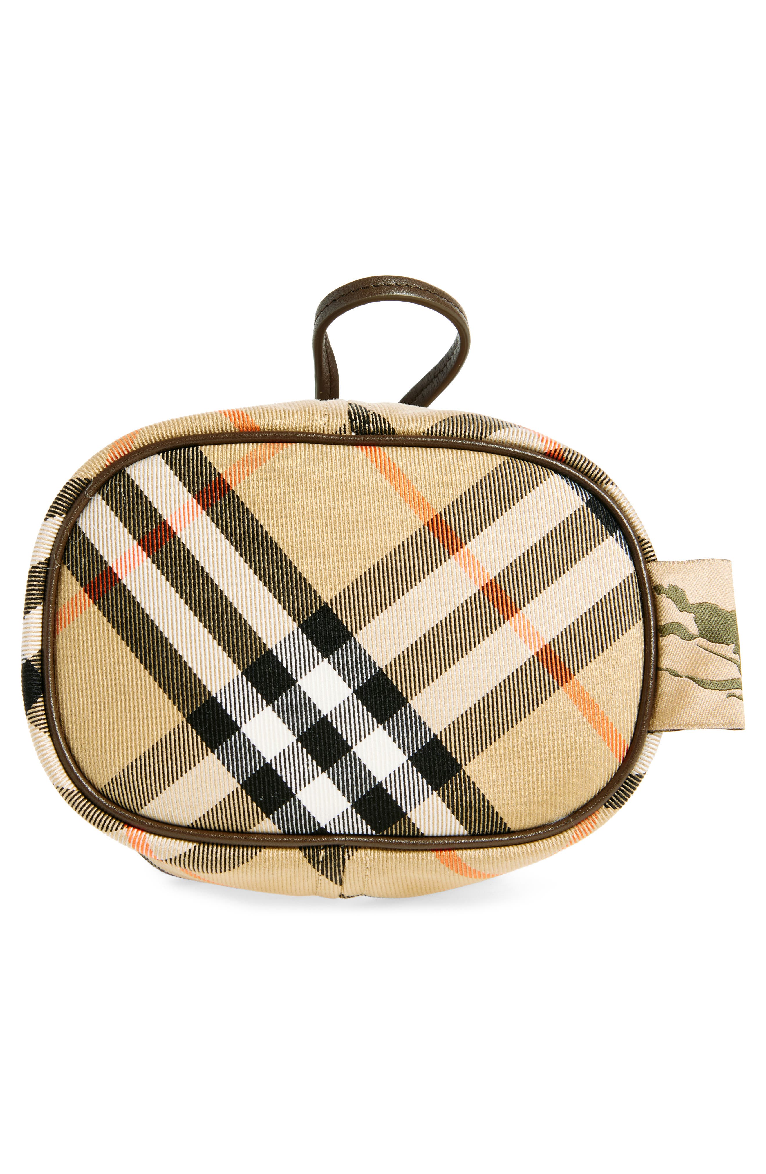 Check Drawstring Canvas Pouch, Alternate, color, SAND