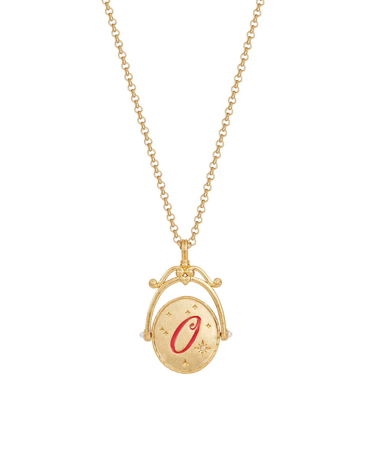 Fable England O Initial Orchid Gold Spinner Chain Necklace