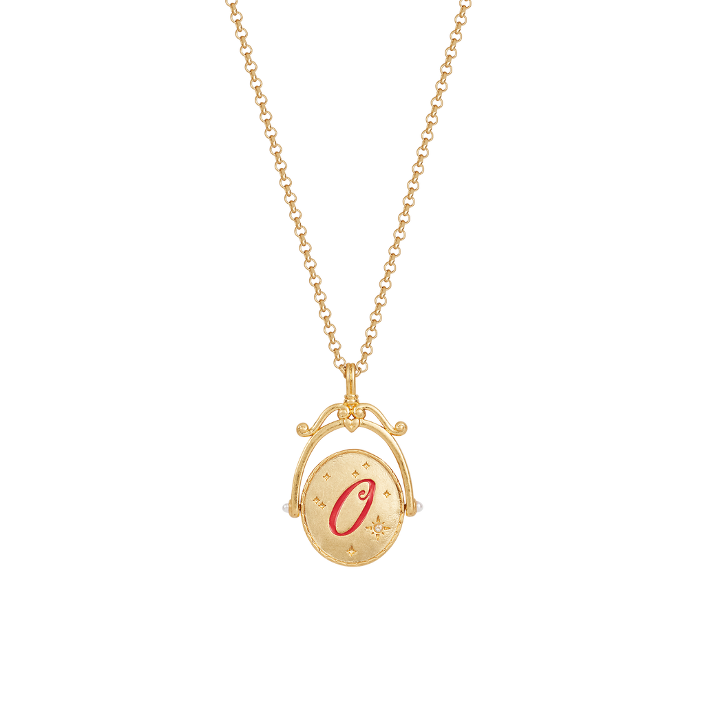 Fable England O Initial Orchid Gold Spinner Chain Necklace